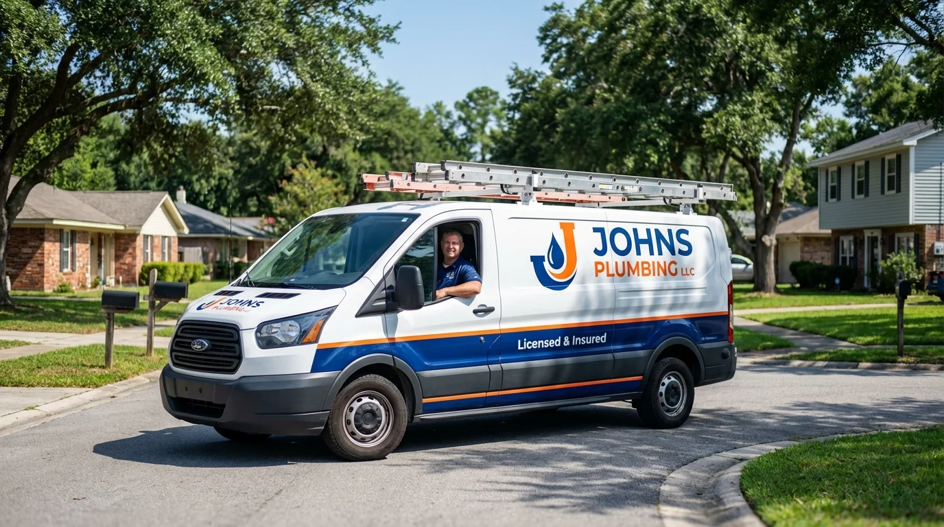 Johns Plumbing LLC service van in Medina, NY